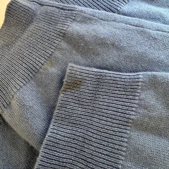 J. Peterman Men Mock Turtleneck Sweater Size L Silk Cashmere Classic Winter Blue - Picture 5 of 7